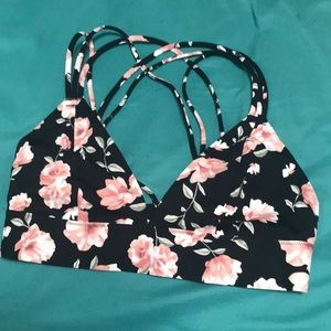 VS Pink floral strappy back bralette